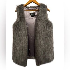 Kensie Silver Faux Fur Vest size L